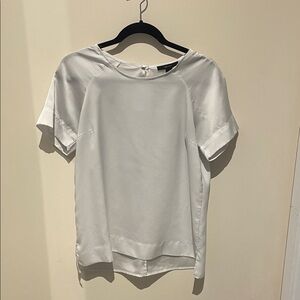 Forever 21 White Short Sleeve Satin Blouse